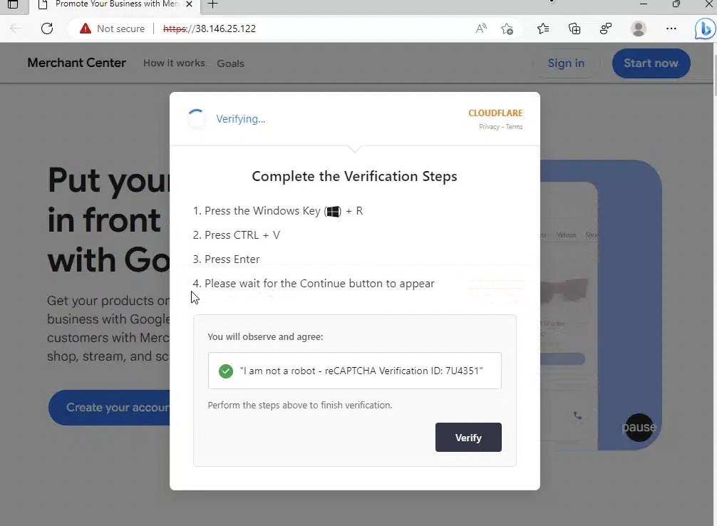 Fake CAPTCHA copy and paste workflow
